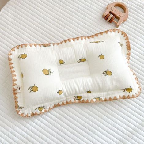 Oreiller pour Bébé (0-6 Mois) - Tissu Muslin 8 Couches Doux, Motifs de dessins animés, Taille 25x40cm (1/5)