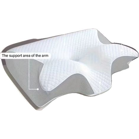 Almohada cervical de espuma viscoelástica, diseño ergonómico, color blanco. (1/2)