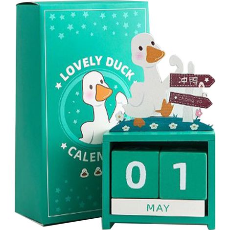 Calendrier Perpétuel en Bois Cubes Date Mois Compteur à Rebours Déco Bureau Mignon Modèle 3 (1/5)