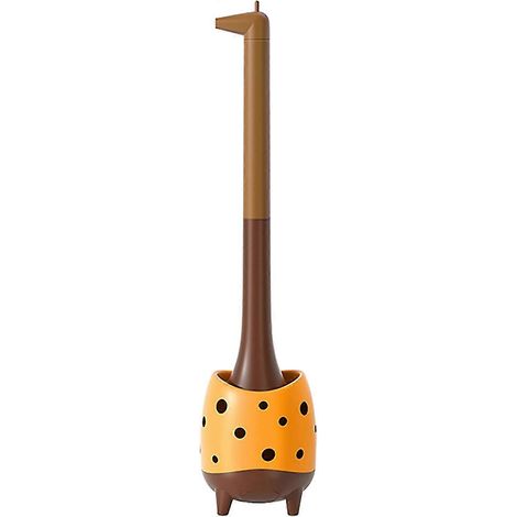Brosse de toilette en forme de girafe, design mignon, poils en polypropylène, brosse ronde, format compact, à poser sur pied, lot de 1 (1/4)
