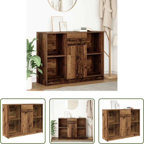 vidaXL Rangement bureau - Buffet avec tiroir vieux bois 101x35x76 cm bois d'ingénierie (1/5)