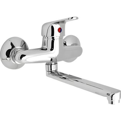 Miscelatore Rubinetto A Muro per Lavello Cucina Erogazione Orientabile (1/5)