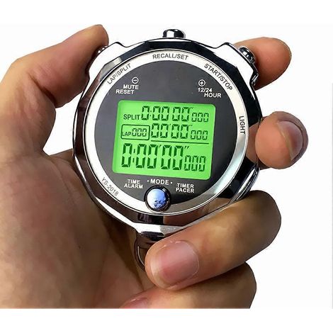 Chronomètre numérique lumineux métallique, précis à 0,001 seconde, chronomètre d'entraînement de course à pied basé sur des canaux avec 100 pistes. (1/5)