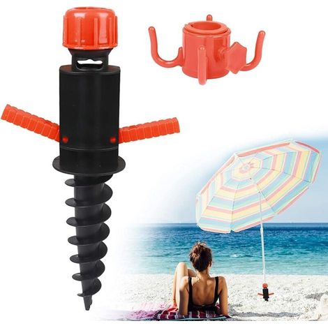 Manchon de sol pour parasol, ancrage au sol pour parasol, manchons de sol à visser avec poignées, douille à visser pour plage/sable/pelouse/terrain, pour barres de 22 à 32 mm
