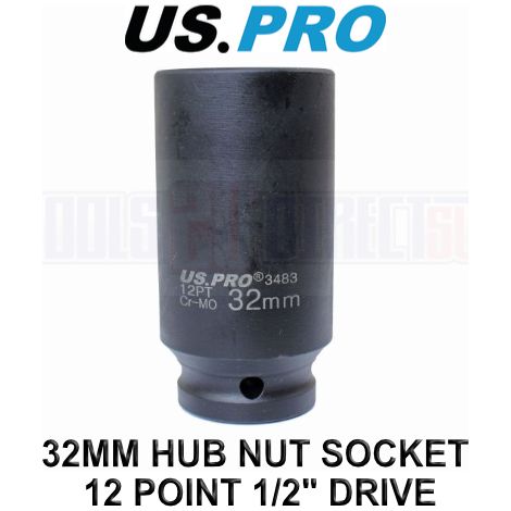 US PRO Tools 32mm 1/2" dr 12 Point Deep Hub Nut Socket, Gearbox etc 3483 (1/3)