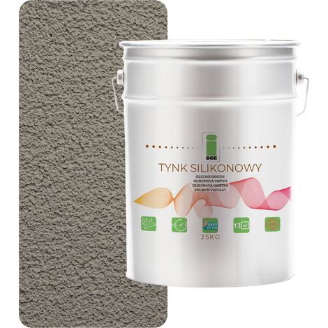 Enduit silicone plat pour façades, gris chaud, 1,5 mm, 25 kg, 214 couleurs (1/5)