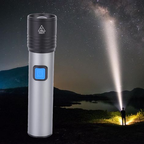 Wasserdichte, tragbare, USB-aufladbare LED-Taschenlampe mit einstellbarer Helligkeit für Outdoor-Camping (1/5)