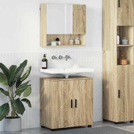 Bathroom Furniture Set 2 pcs Sonoma Oak Engineered wood & Metal vidaXL (1/5)