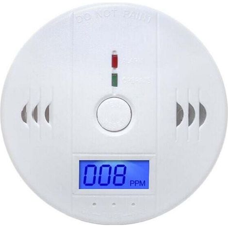 Détecteur de monoxyde de carbone avec affichage numérique et alarme sonore domestique, alimenté par batterie (à l'exclusion de la batterie aa) monté indépendamment (1/4)