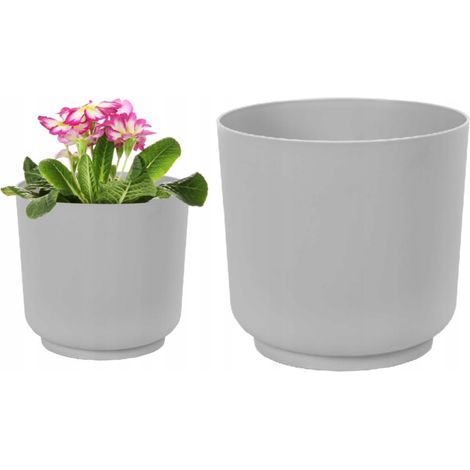 Vaso da fiori in plastica satinata grigio opaco, 17x16,8 cm (1/2)