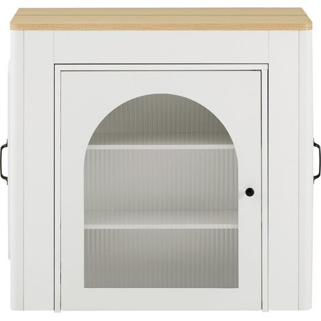 Mesa de comedor extensible, diseño moderno, con almacenamiento, LED y enchufe multifunción, MDF y vidrio, blanco natural (1/5)