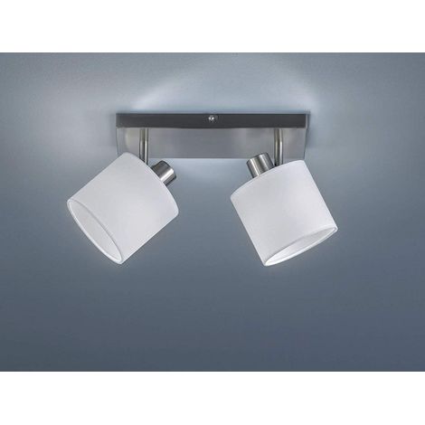 LED Deckenstrahler 2-flammig Silber, Stoffschirme Weiß, Breite 28cm (1/4)