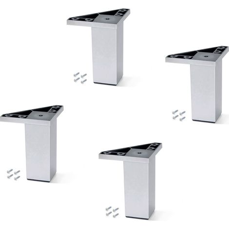 Emuca – Lot de 4 pieds pour meuble Alumix 1 – Hauteur 120mm – Plastique ABS gris métallisé – Montage facile avec vis incluses