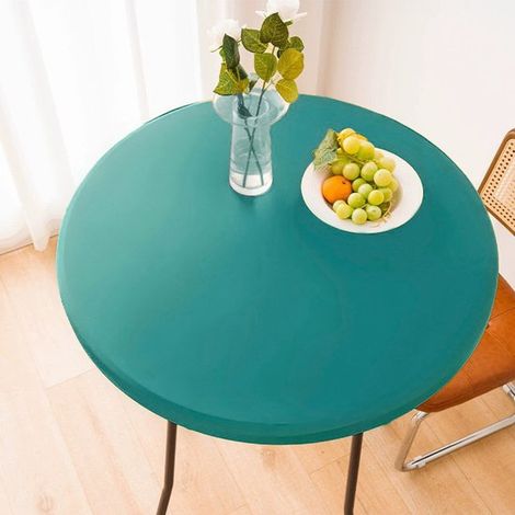 1 Funda redonda impermeable para mesas auxiliares de exterior – Mantel de vinilo para comedor de patio – 60 cm – Verde esmeralda (1/5)