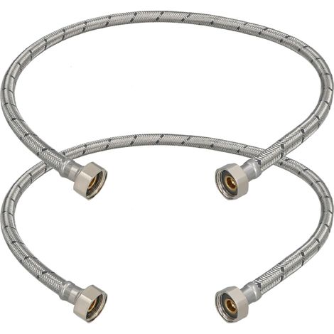 KOTARBAU® Lot de 2 Flexible Robinet 1/2"x1/2" - Tuyau Robinet 80cm - Acier Inoxydable - Rallonge Robinet Cuisine Flexible - Tuyau Robinet Cuisine Flexible - Tuyau Flexible Plomberie - Argent (1/4)