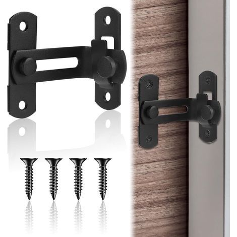 Verrou à bouton coulissant 90° en acier inoxydable – Résistant à la coupe et au sciage – Pour portes en bois et métal – Installation facile (1/5)