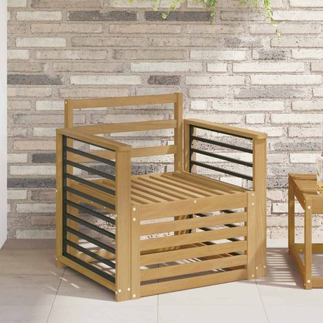 Canapé de Jardin 1 Place en Bois d'Acacia Massif Blanc Fauteuil d'Extérieur Modulaire, 15.6kg - PANGIVO (1/5)