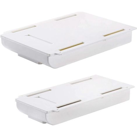 Lot de 2 boîtes de rangement invisibles à placer sous la table, tiroir de bureau, porte-crayons auto-adhésif, organiseur de crayons, rangement de bureau multifonctionnel. (1/5)