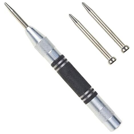 Poinçon Central Automatique, 1 pièces 13cm Pointeau Automatique Impact Réglable, pour Bois, Métal, Plastique, 2 Pièces Astuce de Remplacement Incluse,Fonepro (1/5)