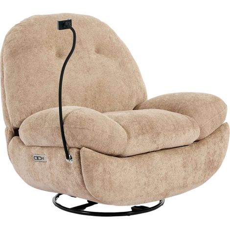 PHOENIX TEDDY SWIVEL & ROCKER AUTO RECLINER CHAIR OATMEAL (1/5)