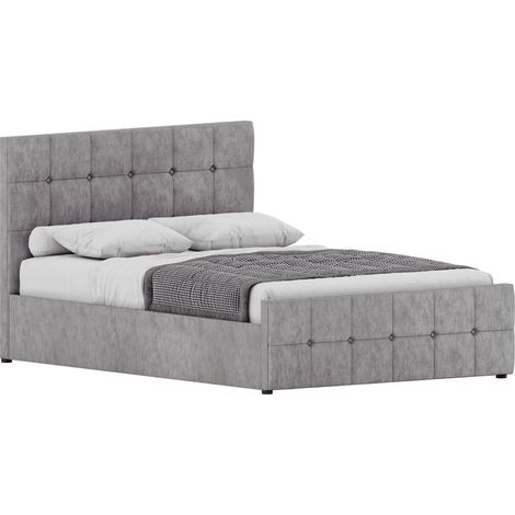 Valentina Double Ottoman Bed Gel Memory Foam Pocket Spring Mattress, Crushed Velvet Silver (1/5)