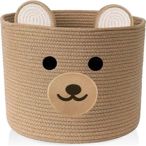Panier à linge pour bébé - Panier de rangement pour jouets en forme d'ours - Panier à linge pour bébé avec poignées 26 cm (L) x 20 cm (H) (Marron clair) (1/5)