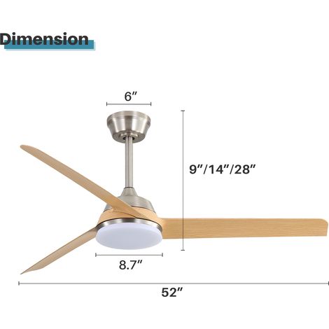 52-Zoll-Deckenventilator mit 22W LED-Licht und Fernbedienung 3 ABS-Flügel Ideal für Wohnzimmer