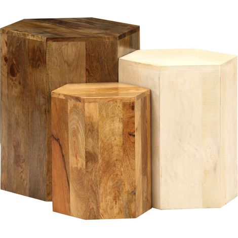 3-tlg. Couchtisch-Set Massivholz Mango