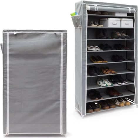 2x Meubles à chaussures VALENTIN Housse en tissu étagère armoire range-chaussures 10 Étages HLP 161x88x30 cm, anthracite