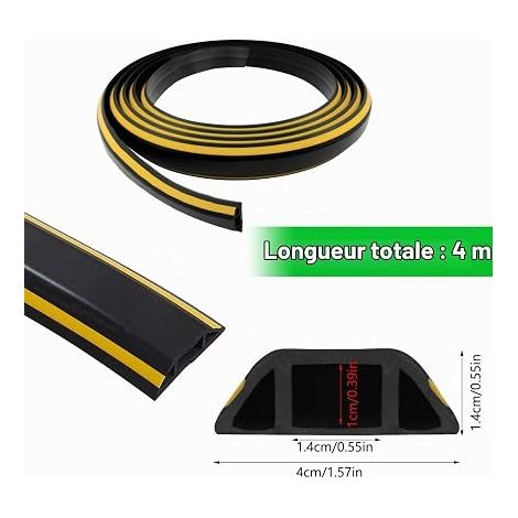 400 cm Flexible PVC Floor Adhesive Cable Duct Protection Ramp Black Cable Management for Offices, Homes, Warehouses, Concerts (1/4)
