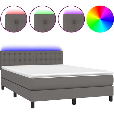 Maison Exclusive - Boxspringbett mit Matratze & LED Grau 140x200 (1/5)
