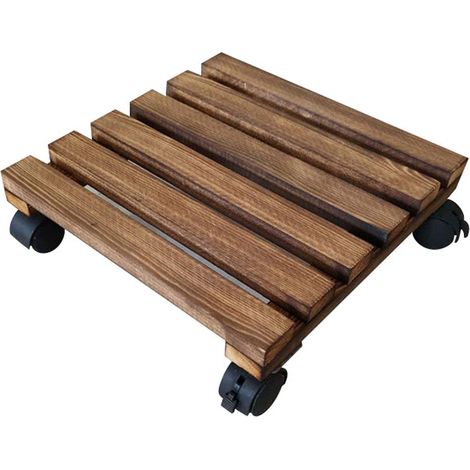Support Pour Pot - Base En Bois Avec 4 Roulettes Verrouillables - 35 x 36 x 4 cm - Pour Balcon Jardin Intérieur Extérieur - 1 Pièce (1/5)