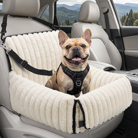 Autositz für Hunde, geeignet für kleine bis mittelgroße Hunde, waschbares Kissen mit ansteckbarer Leine, gepolstert mit Memory-Schaum, Hundebett für die Rückbank des Autos und (1/5)