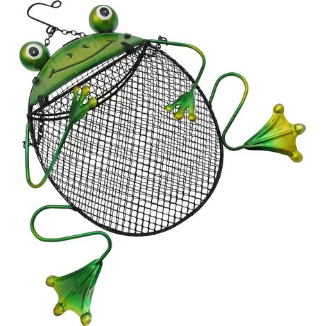 Hanging Bird Feeder (Novelty Garden Metal Mesh Wild Feed Cage Unusual Unique Quirky Fun Frog)