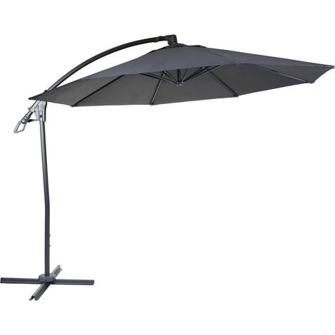 Deluxe Ampelschirm HHG-995, Sonnenschirm, rund Ø 3m Polyester Alu/Stahl 14kg anthrazit ohne Ständer