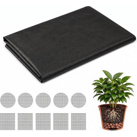Toile de Drainage 2x1m pour Pot et Bac à Légumes, Feutre Géotextile Noir (1/4)