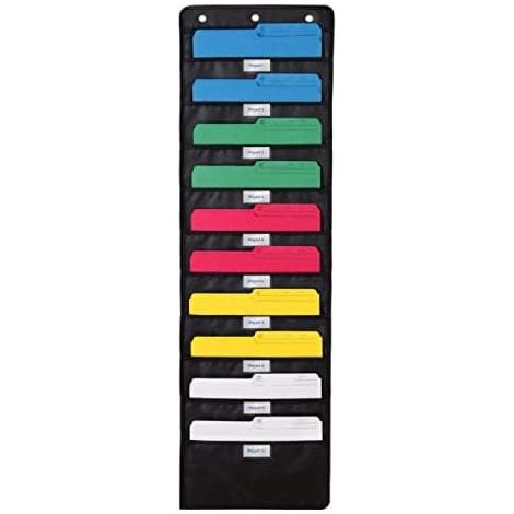WallDeca - Porte Document Mural A4 (10 Pochettes, avec Étiquettes) - Organisateur Dossier Suspendus pour Rangement Papier Administratif, Trieur Mural pour le Bureau, la Maison et la Salle de Classe (1/5)