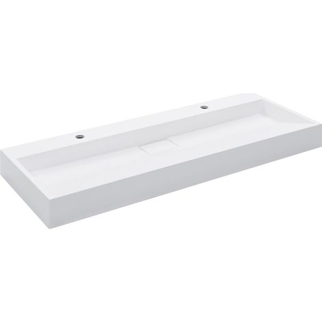 Lavabo de baño 120 cm mineral fundido/mármol blanco 020002637 (1/5)