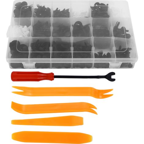415 pièces clips de retenue poussoir auto assortiment kit fixations pare-chocs avec outils démonteurs (1/5)