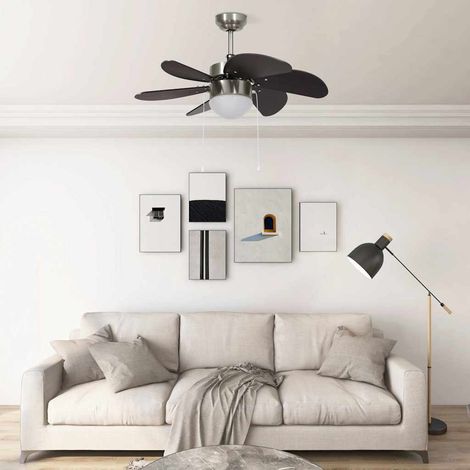 vidaXL Ventilateur de plafond avec lampe 76 cm Marron foncé (1/5)
