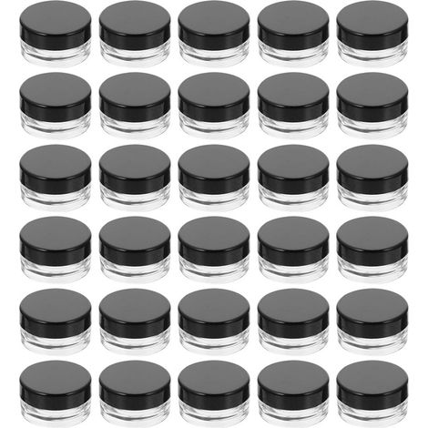 Lot de 25 pots en verre ronds pour maquillage de voyage, lotions et autres produits cosmétiques. (1/4)