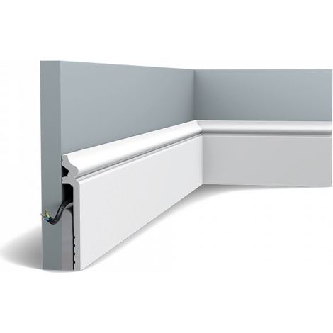 Orac Decor SX186 skirting board – Cover skirting for hiding cables – 13.8cm high x 2.2cm deep x 200cm long – Made from lightweight Duropolymer (1/5)