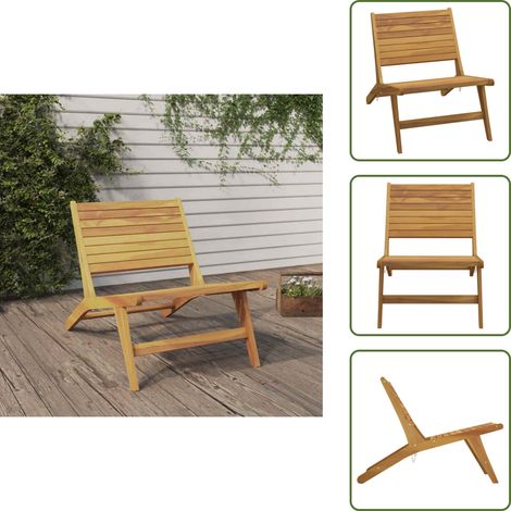 Chaise de jardin Bois de teck solide - Chaise De Jardin - Fauteuil De Jardin - Meubles De Jardin - Bois De Teck - Chaise Pliante (1/5)