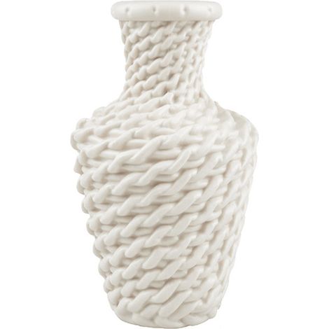 Vase en plastique imitation rotin de style nordique, blanc laiteux, pour fleurs séchées ou humides
