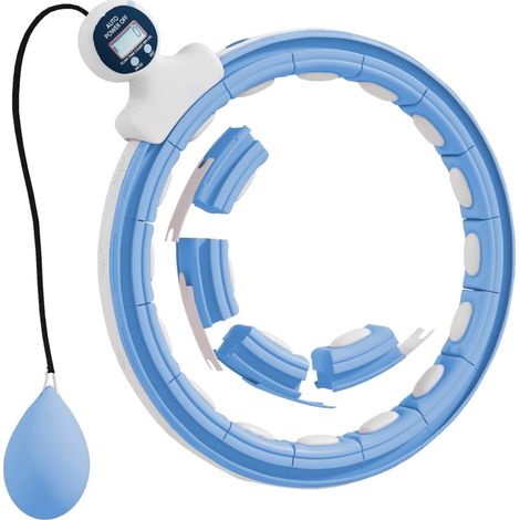 Hula hoop intelligent réglable pour adultes avec compteur numérique, 16 segments, bleu clair (1/5)