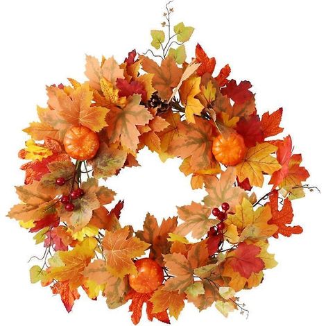 Couronne de fleurs pour Thanksgiving, couronne de récolte pour le jardin de la porte d'entrée (1/4)