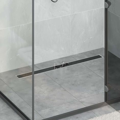 Duschabfluss mit Glasabdeckung Schwarz 90 cm Edelstahl 304