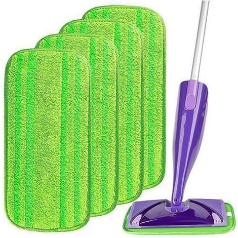 Lingettes Réutilisables Pour Vadrouille - Microfibres - 29.5x14 Cm - Compatible Système Boucles Crochets - 4 Paquets (1/5)
