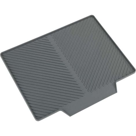 Tapis d'égouttage , caoutchouc structure rainurée, séchage rapide, surface pour un écoulement optimal de l'eau, extension latérale de l'évier, 34 x 3 x 40 cm, gris