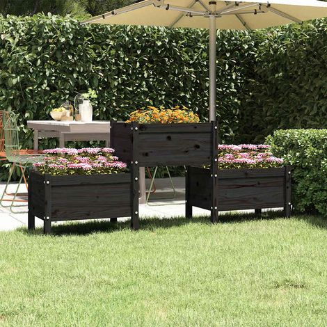 vidaXL Jardinière Noir 178,5x44x75 cm Bois massif de pin (1/5)